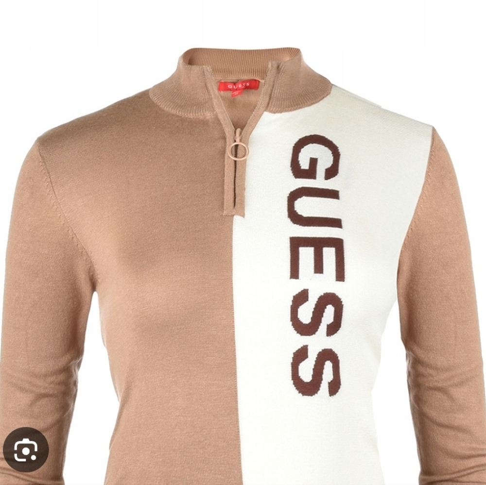 GUESS Brown and White Logo Sweater